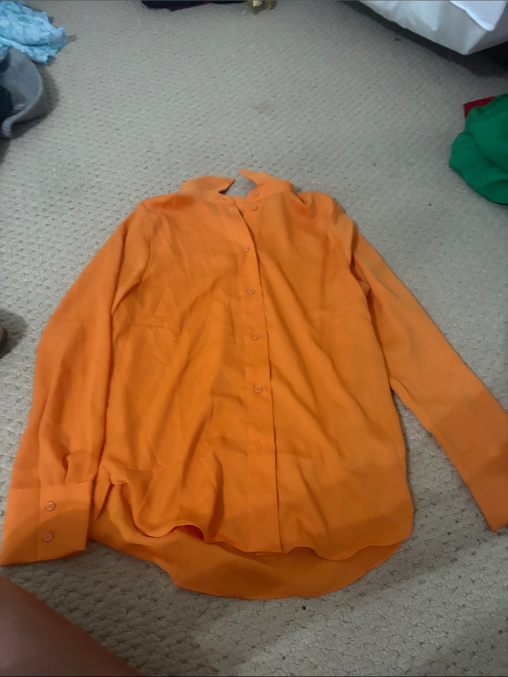 H&M Orange Women's Long-Sleeve Button-Down Shirt